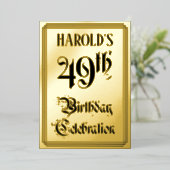 49e verjaardag Partij — Legant Manuscript + de Naa Folie Uitnodiging (Staand Voorkant)