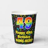 49e Verjaardag: Plezier Muzieknoten, Regenboog 49 Papieren Bekers (Achterkant)