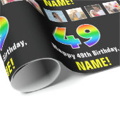 49e verjaardag: Regenboog "49"; Aangepaste foto's  Cadeaupapier (Rol Hoek)