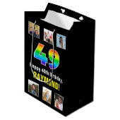 49e verjaardag: Regenboog "49", aangepaste foto's  Medium Cadeauzakje (Voorkant Gekanteld)