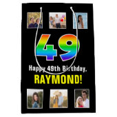 49e verjaardag: Regenboog "49", aangepaste foto's  Medium Cadeauzakje (Voorkant)
