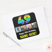 49e verjaardag: Regenboog "49"; Aangepaste foto's  Vierkante Sticker (Envelop)