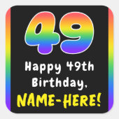 49e verjaardag: Regenboogspectrum # 49, Aangepaste Vierkante Sticker (Voorkant)