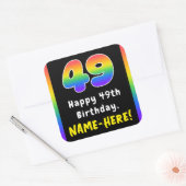 49e verjaardag: Regenboogspectrum # 49, Aangepaste Vierkante Sticker (Envelop)