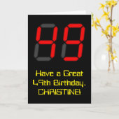 49e verjaardag: Rode digitale klokstijl "49" + naa Kaart (Gele Bloem)