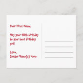 49e verjaardag: Roze strepen en harten, Regenboog  Briefkaart (Achterkant)