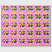 49e verjaardag: Roze strips & harten, regenboognr. Cadeaupapier (Vlak)