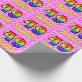 49e verjaardag: Roze strips & harten, regenboognr. Cadeaupapier (Hoek)