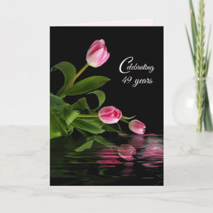 49e verjaardag Roze tulpen in water Kaart