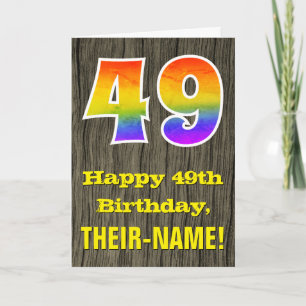 49e verjaardag: Rustieke Faux Wood Look, Regenboog Kaart