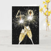 49e verjaardag Sparklers en Champagne Toast Kaart (Gele Bloem)