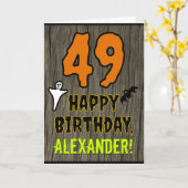 49e verjaardag: Spooky Halloween Theme, Aangepaste Kaart (Gele Bloem)