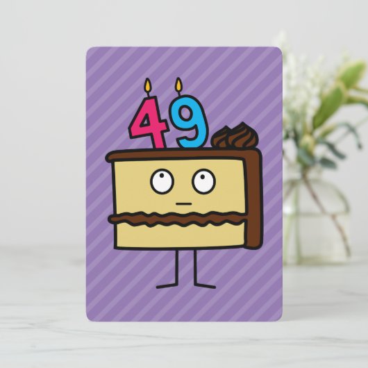 49e verjaardag taart met kaarsen kaart (Staand voorkant)