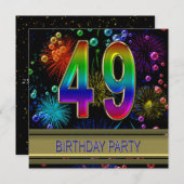 49e verjaardag Uitnodiging met bubbels (Voorkant / Achterkant)