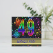 49e verjaardag Uitnodiging met bubbels (Staand voorkant)