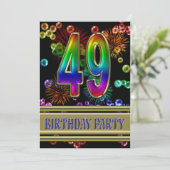 49e verjaardag Uitnodiging met bubbels (Staand voorkant)