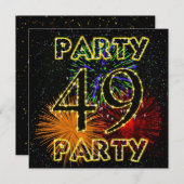 49e verjaardag uitnodiging met vuurwerk (Voorkant / Achterkant)