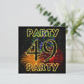 49e verjaardag uitnodiging met vuurwerk (Staand voorkant)