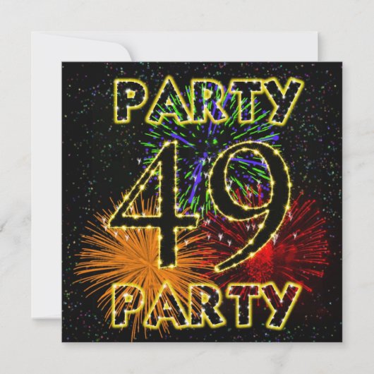 49e verjaardag uitnodiging met vuurwerk (Voorkant)