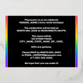 49e verjaardag van de feestdag — Fun, kleurrijk vu Folie Uitnodiging (Achterkant)