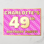 49e verjaardag van de opstand - vuurroze harten en folie uitnodiging (Voorkant)