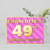 49e verjaardag van de opstand - vuurroze harten en folie uitnodiging (Staand Voorkant)