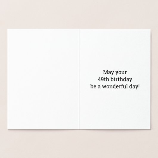 49e Verjaardag: Vet "49 JAAR OUD!" Goud Folie Kaar Folie Kaarten (Binnen)