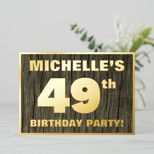 49e verjaardag: Vet, Faux-waterkorenpatroon Folie Uitnodiging (Staand Voorkant)