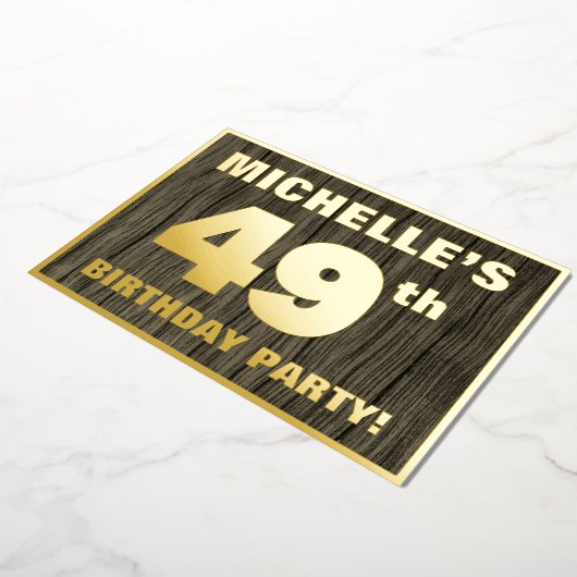 49e verjaardag: Vet, Faux-waterkorenpatroon Folie Uitnodiging (Gedraaid)