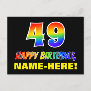 49e verjaardag: Vet, Leuk, Eenvoudig, Regenboog 49 Briefkaart