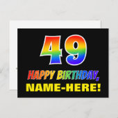 49e verjaardag: Vet, Leuk, Eenvoudig, Regenboog 49 Briefkaart (Voorkant / Achterkant)