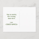 49e verjaardag: Vet, Leuk, Eenvoudig, Regenboog 49 Briefkaart (Achterkant)