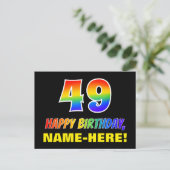49e verjaardag: Vet, Leuk, Eenvoudig, Regenboog 49 Briefkaart (Staand voorkant)
