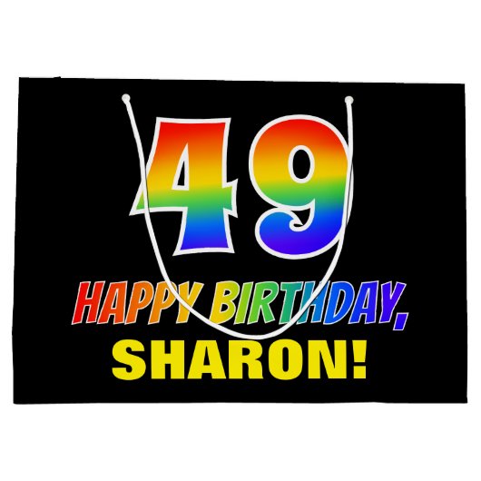 49e verjaardag: Vet, Leuk, Eenvoudig, Regenboog 49 Groot Cadeauzakje (Achterkant)