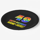 49e verjaardag: Vet, Leuk, Eenvoudig, Regenboog 49 Papieren Bordje (Gekanteld)