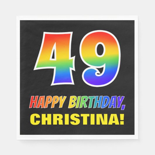49e verjaardag: Vet, Leuk, Eenvoudig, Regenboog 49 Servet (Voorkant)