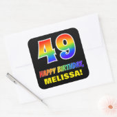 49e verjaardag: Vet, Leuk, Eenvoudig, Regenboog 49 Vierkante Sticker (Envelop)