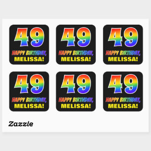 49e verjaardag: Vet, vun, eenvoudig, regenboog 49 Vierkante Sticker