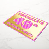 49e verjaardag — Vet, vun, roze band # 49 Folie Uitnodiging (Gedraaid)