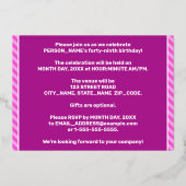 49e verjaardag — Vet, vun, roze band # 49 Folie Uitnodiging (Achterkant)