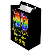 49e verjaardag: Vuurwerk Fun Pattern + Regenboog 4 Medium Cadeauzakje (Voorkant Gekanteld)