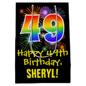 49e verjaardag: Vuurwerk Fun Pattern + Regenboog 4 Medium Cadeauzakje (Achterkant)