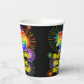 49e verjaardag: Vuurwerk Fun Pattern + Regenboog 4 Papieren Bekers (Links)