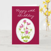 49e Verjaardag, Waterverf Zoete Erwt met de Schrif Kaart (Gele Bloem)