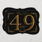 49e, Verjaardagsfeest 49e, grote Gatsby, zwart & g Kaart (Voorkant / Achterkant)