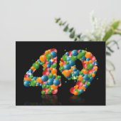 49e verjaardagsfeest, met bubbels en ballen kaart (Staand voorkant)