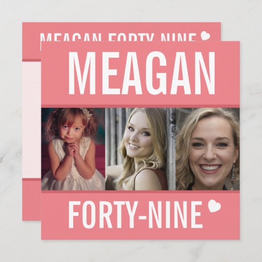 49e verjaardagsfeestdag foto koraal kaart (Voorkant / Achterkant)