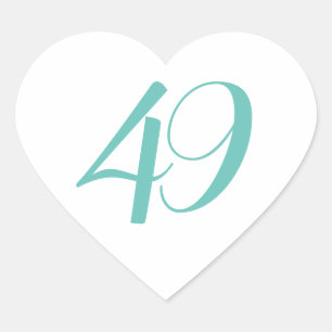 49e verjaardagsfeestje Blauwgroen negenenenveertig Hart Sticker
