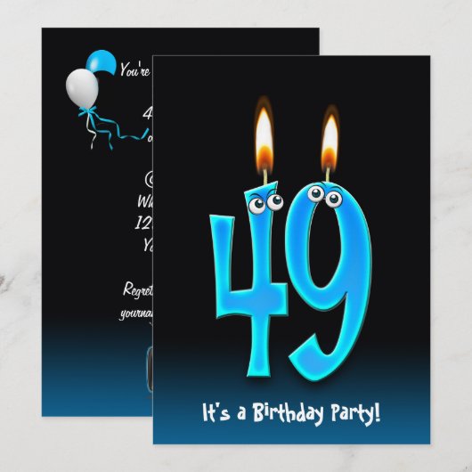 49e verjaardagsfeestje uitnodigen kaart (Voorkant / Achterkant)