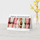 49ste Franse verjaardag Macaron-Joyeux Anniversair Kaart (Gele Bloem)
